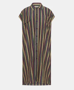 Robe Colorado Rayee En Jersey Lurex - Vert Multicolore