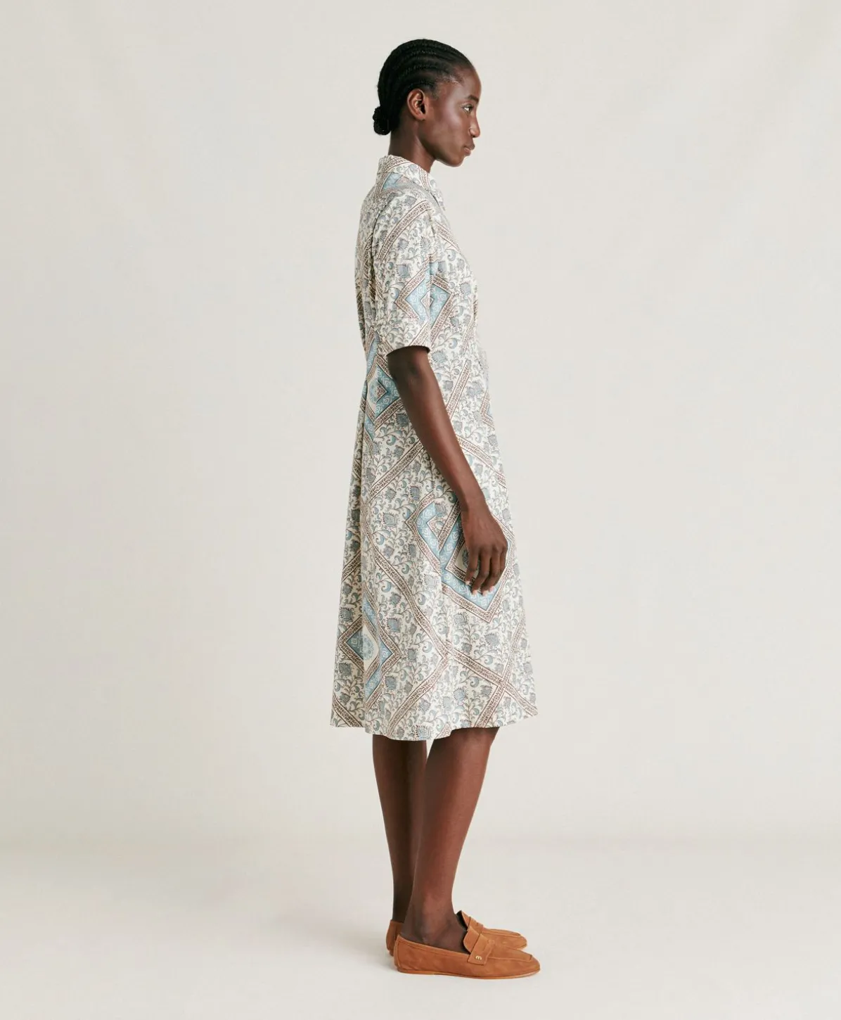 Robe En Popeline Ilaria - Creme/Poudre