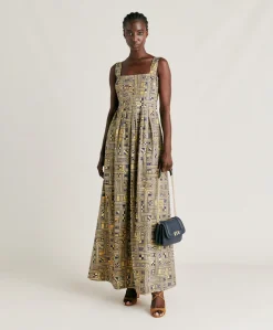 Robe En Popeline Lavinia - Or/Bleu