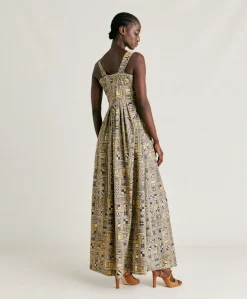 Robe En Popeline Lavinia - Or/Bleu