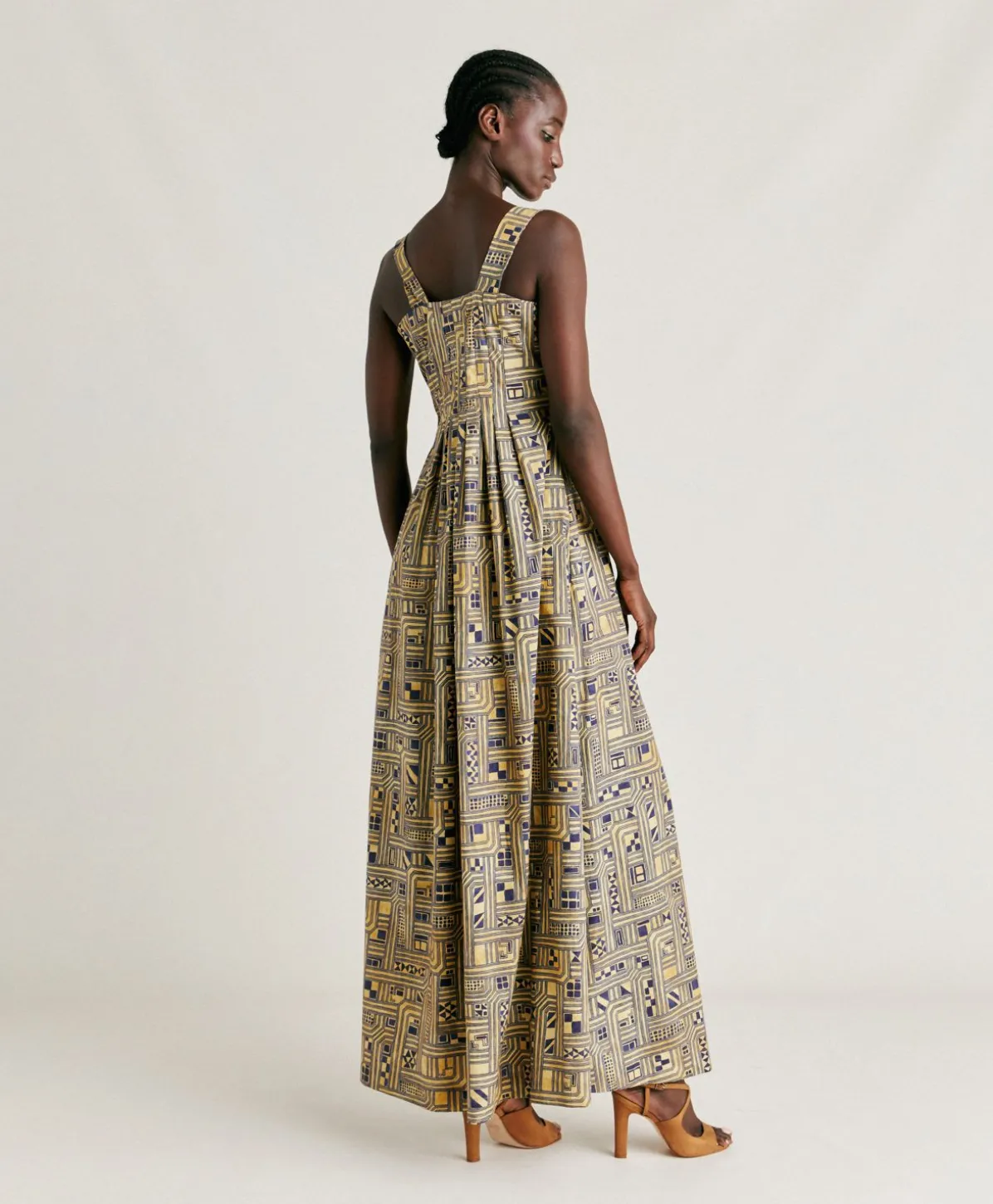 Robe En Popeline Lavinia - Or/Bleu