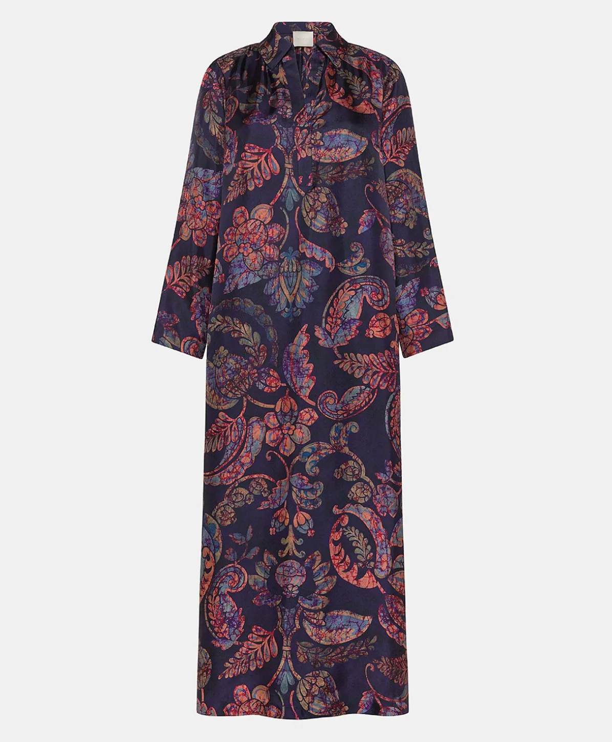 Robe En Serge De Soie Aligusta - Bleu Nuit Multicolore