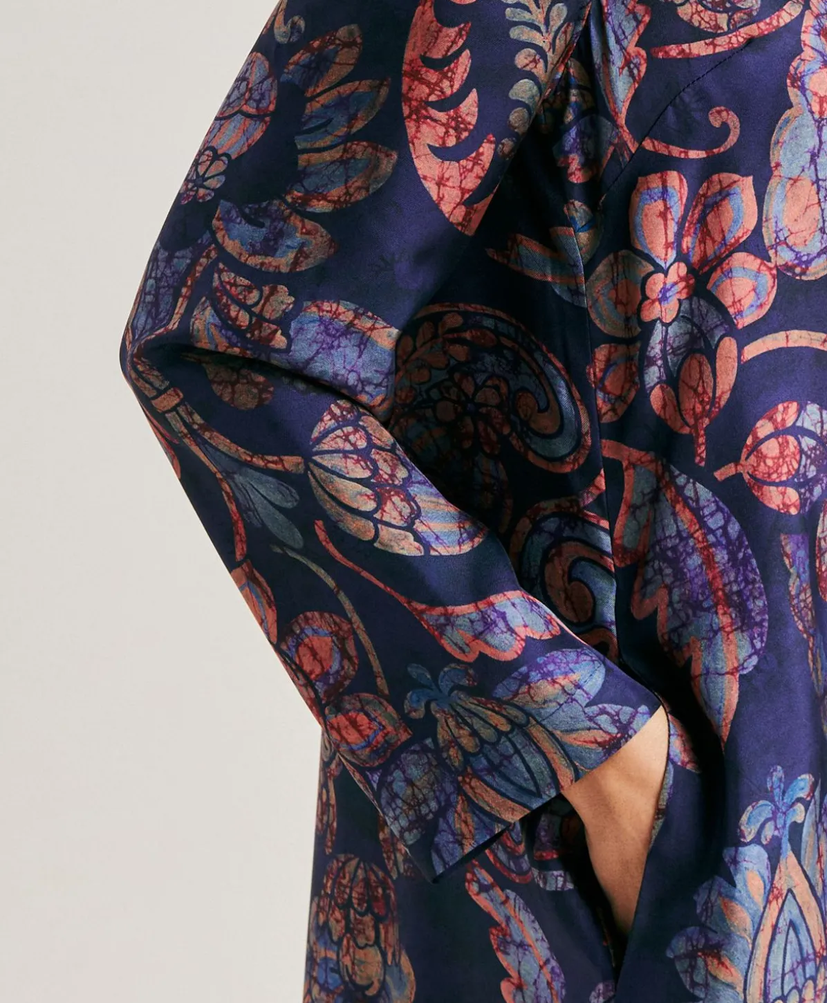 Robe En Serge De Soie Aligusta - Bleu Nuit Multicolore