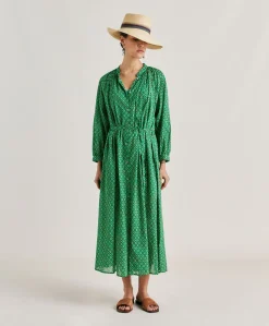 Robe En Voile De Coton Imprime Goa - Emeraude
