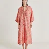 Robe Faro En Serge De Soie - Beige/ Corail