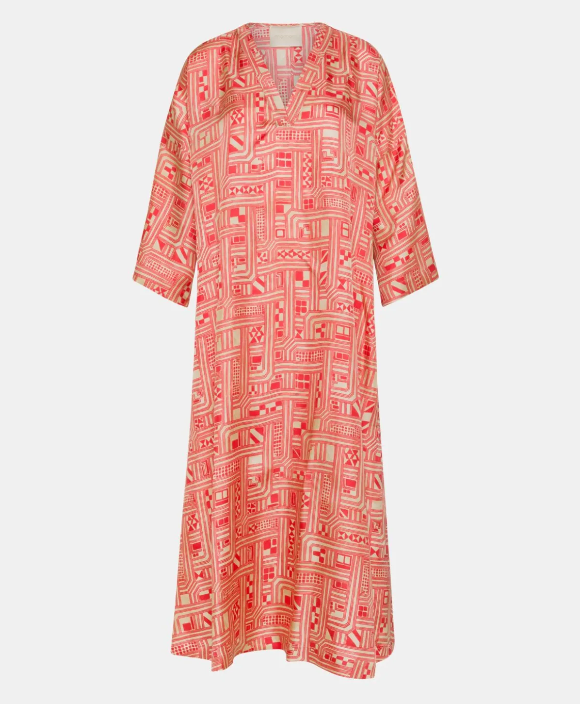 Robe Faro En Serge De Soie - Beige/ Corail