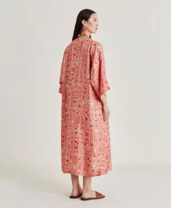 Robe Faro En Serge De Soie - Beige/ Corail