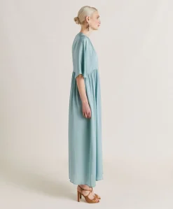 Robe Ginevra En Soie Unie - Ceruleen