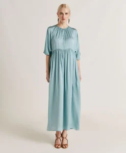 Robe Ginevra En Soie Unie - Ceruleen