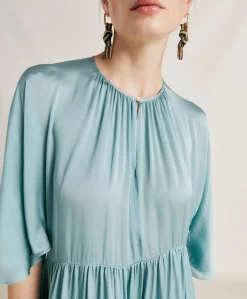 Robe Ginevra En Soie Unie - Ceruleen