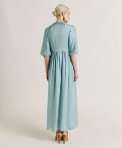 Robe Ginevra En Soie Unie - Ceruleen
