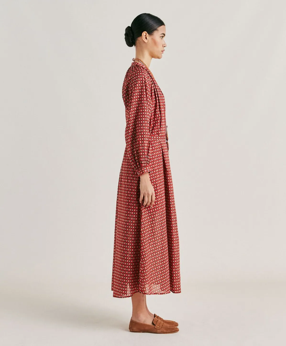 Robe Goa En Voile De Coton Imprime - Rouge