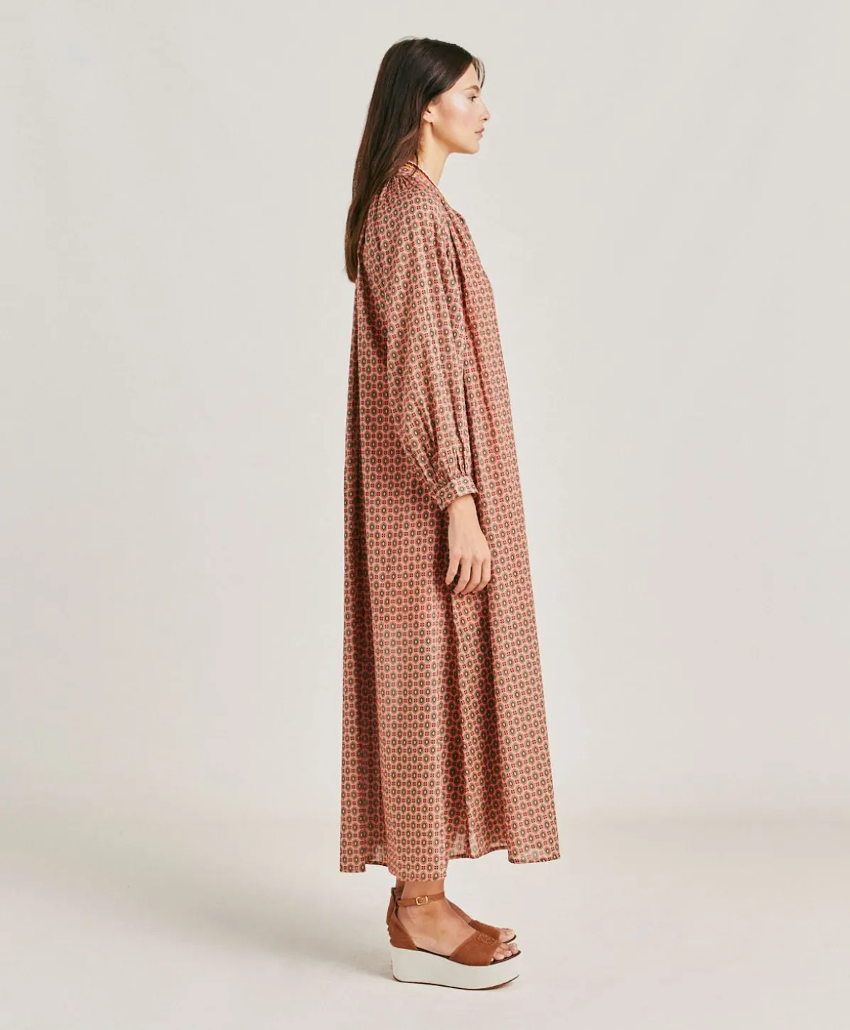 Robe Goa En Voile De Coton Imprime - Corail