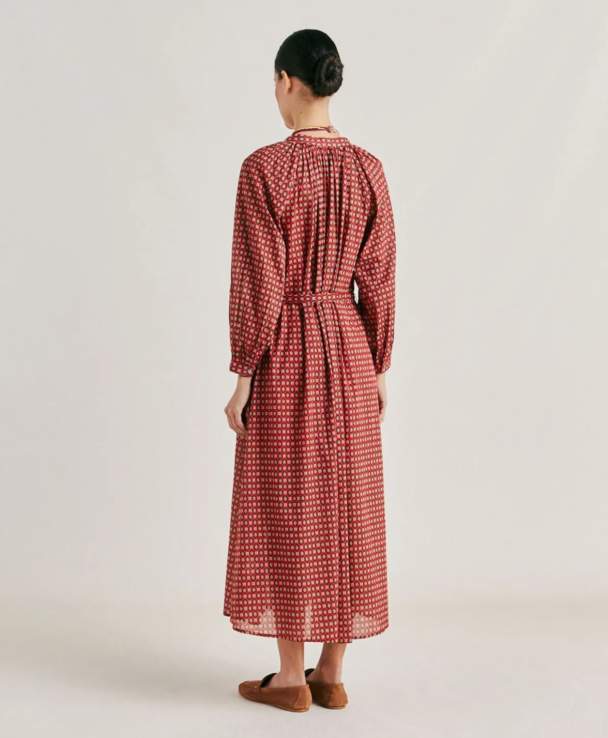 Robe Goa En Voile De Coton Imprime - Rouge