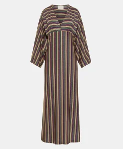 Robe Margarida En Jersey Lurex Raye - Vert Multicolore