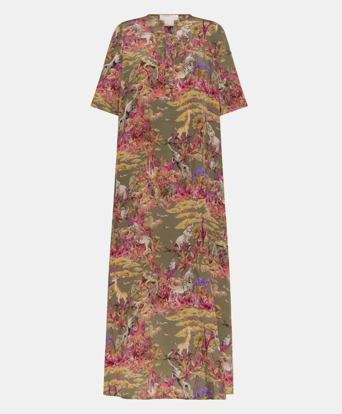 Robe Penelope Crepe De Chine - Olive Multicolore