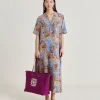 Robe Penelope En Crepe De Chine - Multicolore Ceruleen