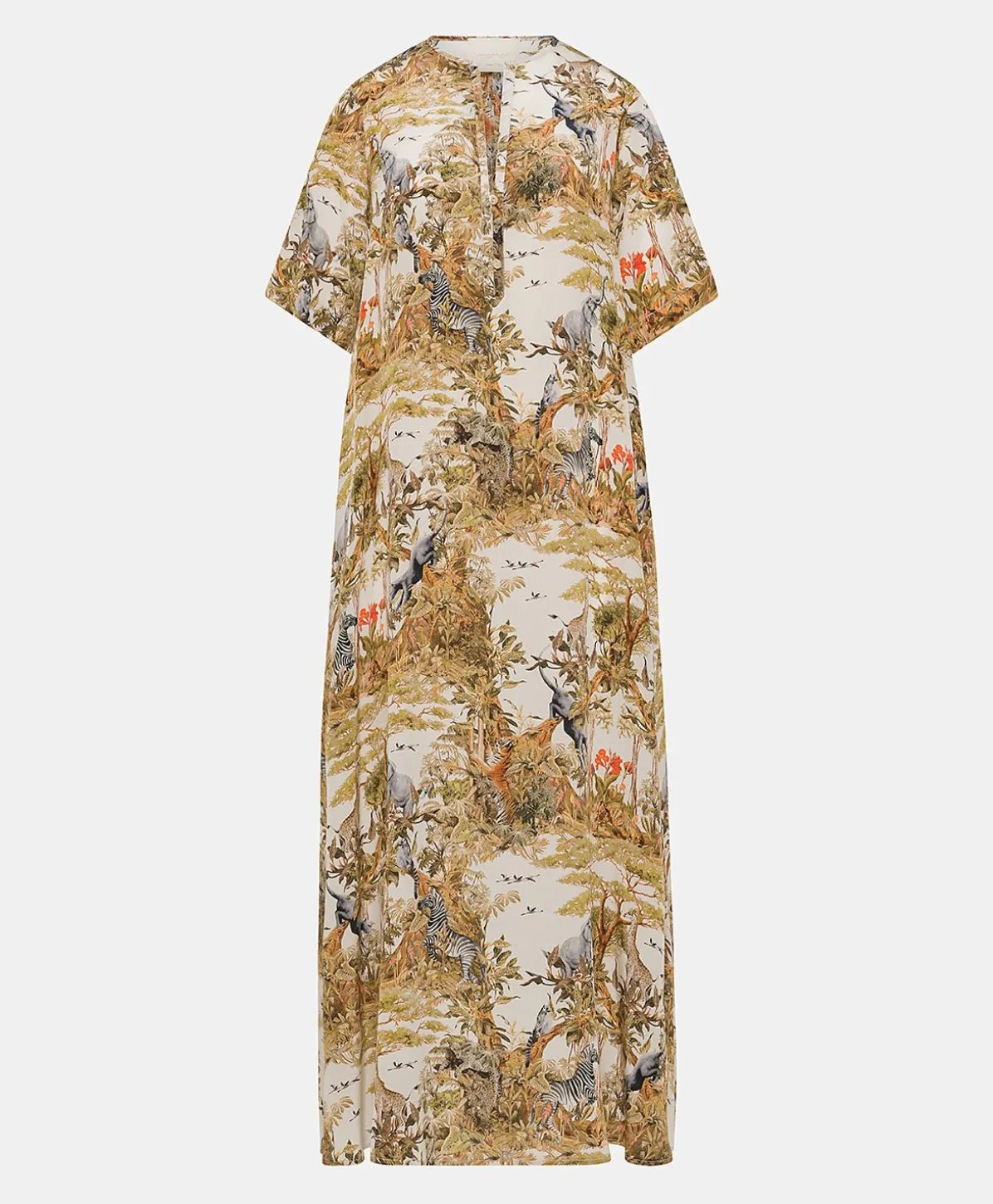 Robe Penelope En Crepe De Chine - Creme / Multicolore