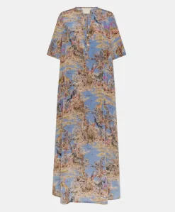 Robe Penelope En Crepe De Chine - Multicolore Ceruleen