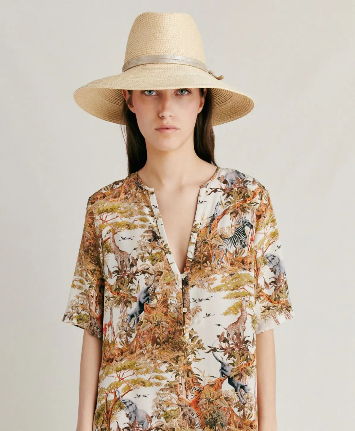 Robe Penelope En Crepe De Chine - Creme / Multicolore