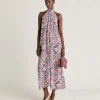 Robe Sabina En Crepe De Chine - Creme/Violet