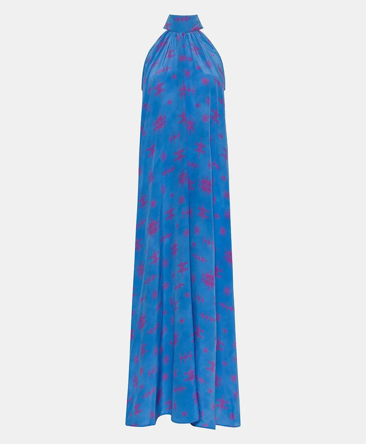 Robe Sabina En Crepe De Chine - Bleutte/Fuchsia