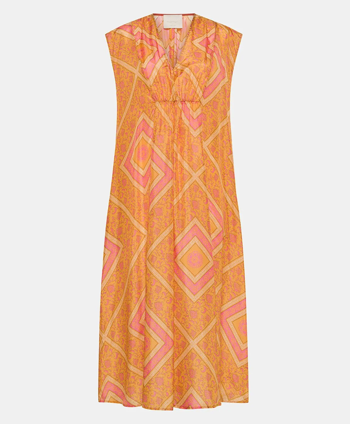 Robe Scilla En Haboutai De Soie - Orange/Fuchsia