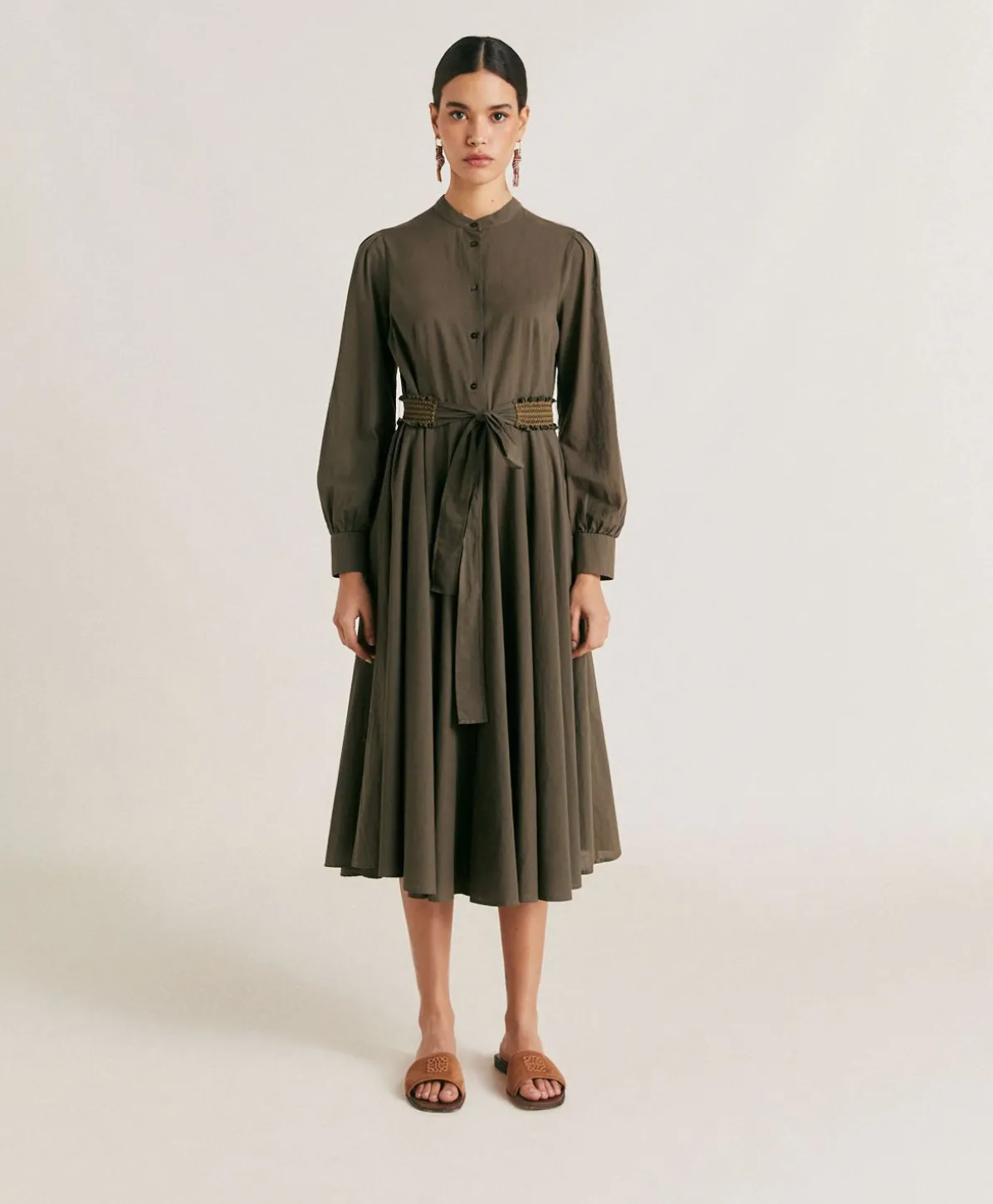 Robe Sinzias Avec Voile De Coton - Armee