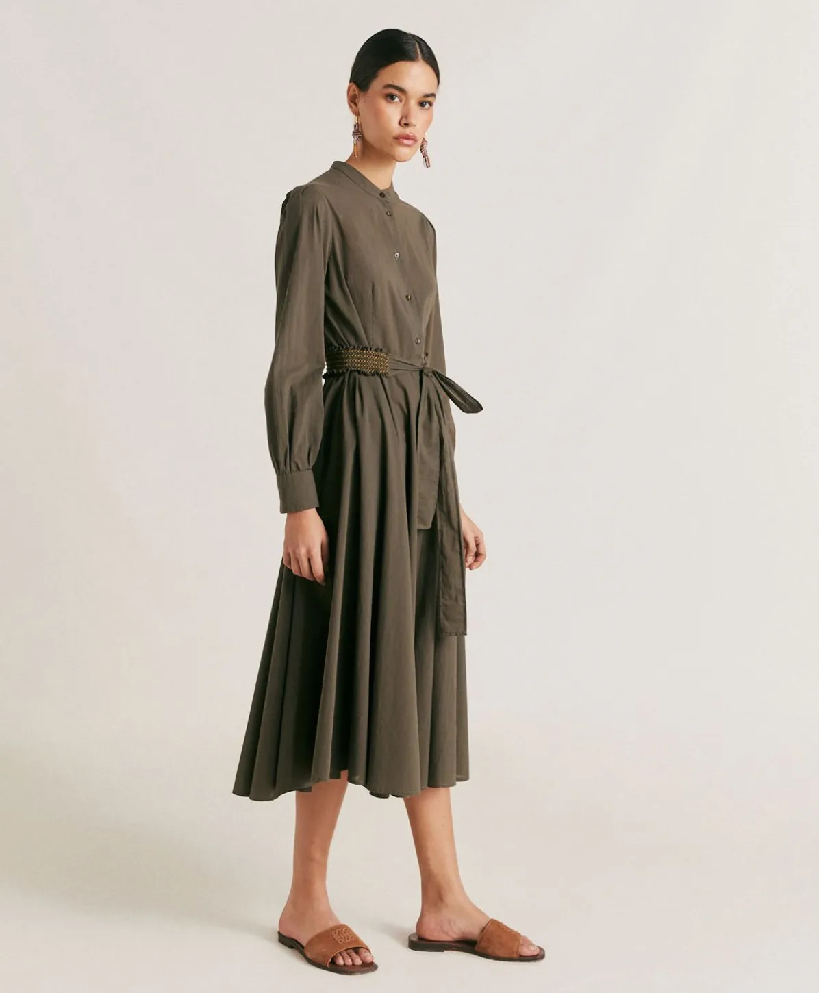 Robe Sinzias Avec Voile De Coton - Armee