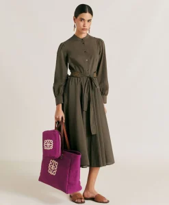 Robe Sinzias Avec Voile De Coton - Armee