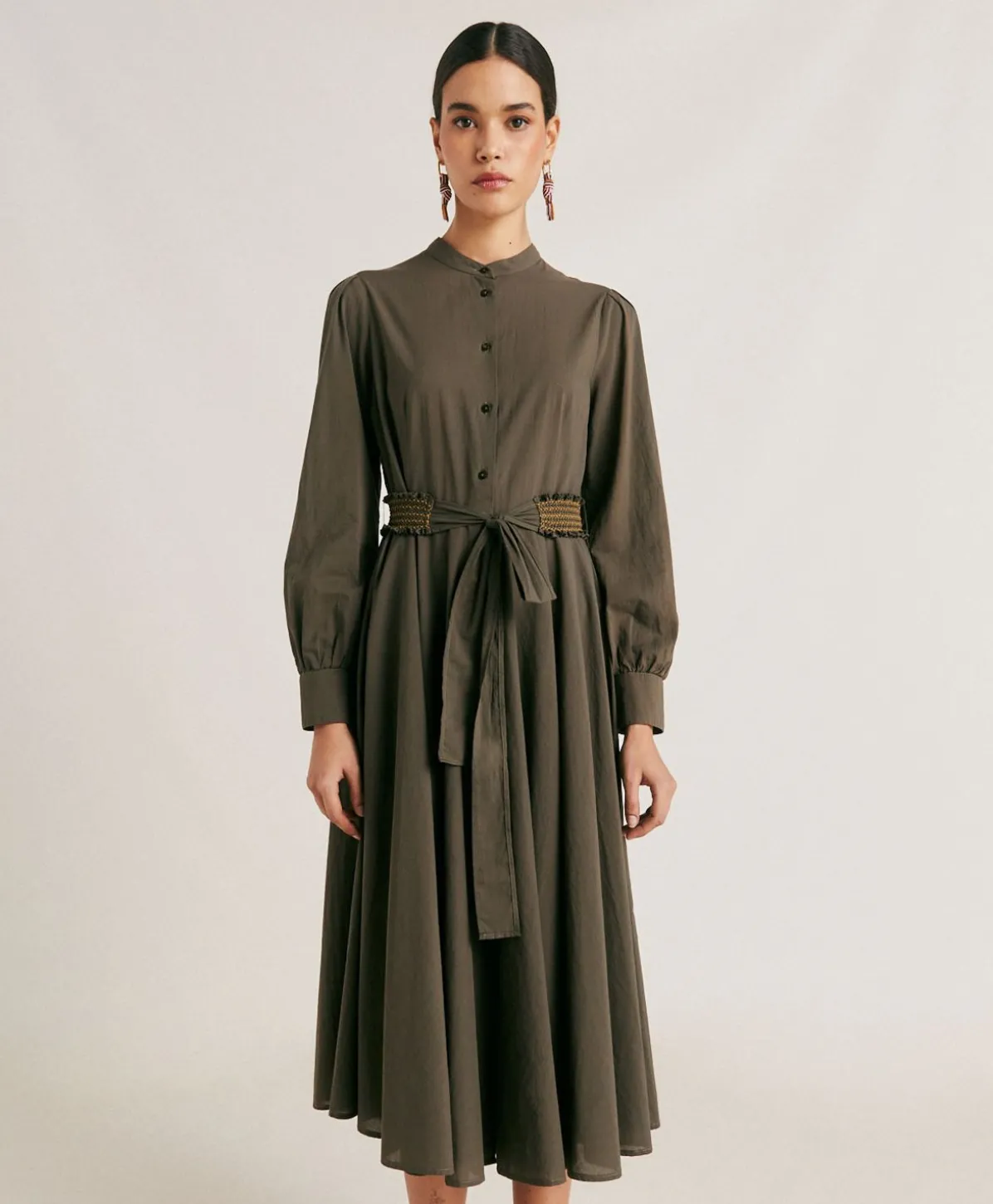 Robe Sinzias Avec Voile De Coton - Armee