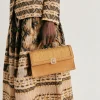 Sac Bandouliere Sophie En Cuir Lame Et Raphia - Caramel