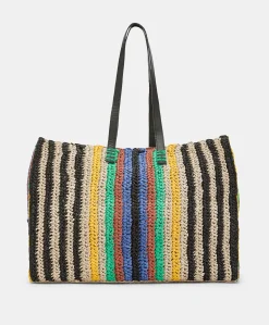 Sac Cabas Ellis En Raphia Raye - Multicolore