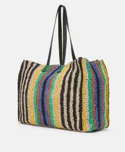 Sac Cabas Ellis En Raphia Raye - Multicolore