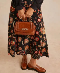 Sac En Cuir Naplack Petit Flore - Brule