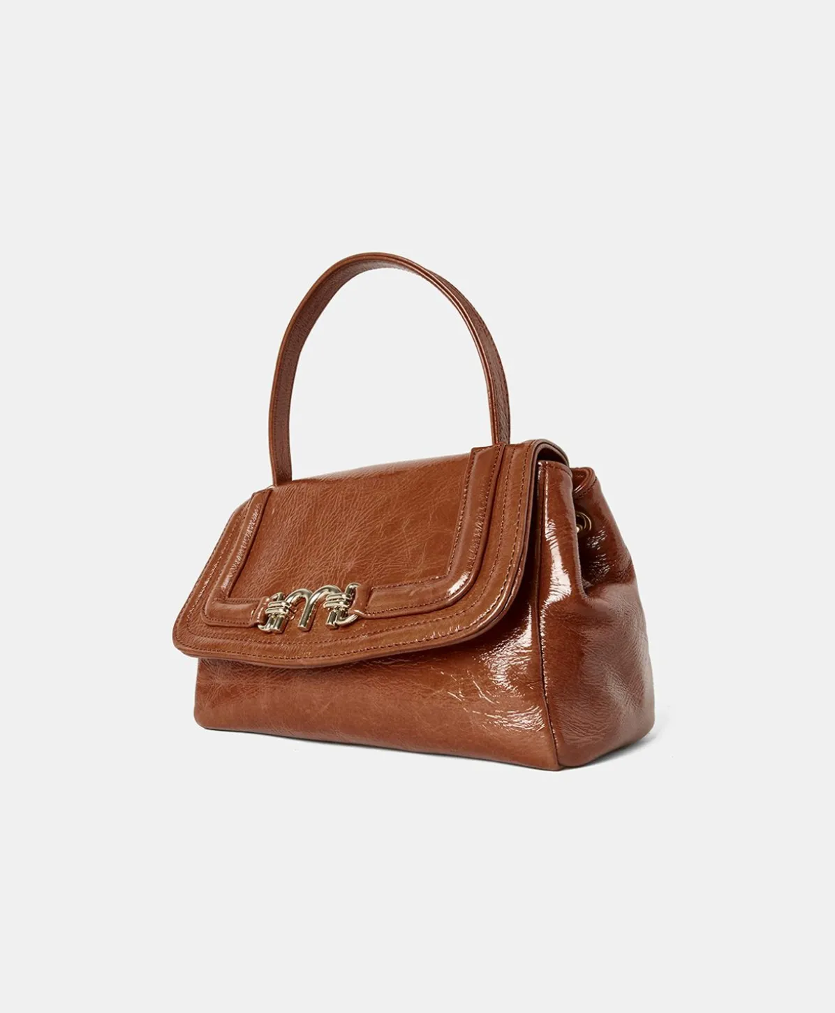 Sac En Cuir Naplack Petit Flore - Brule
