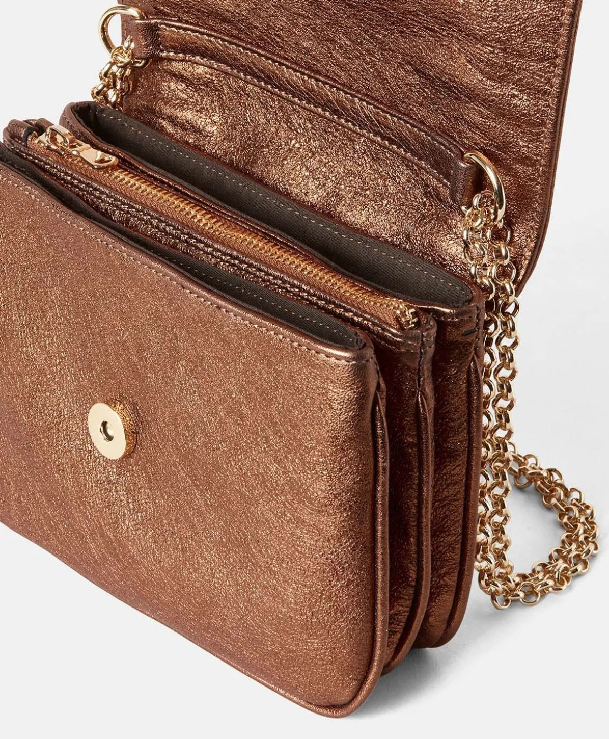 Sac Mimi Flore En Cuir Lame - Bronze