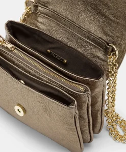 Sac Mimi Flore En Cuir Lame - Gunmetal