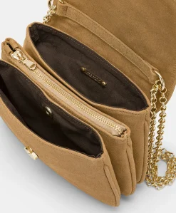 Sac Mimi Flore En Cuir Lame - Caramel