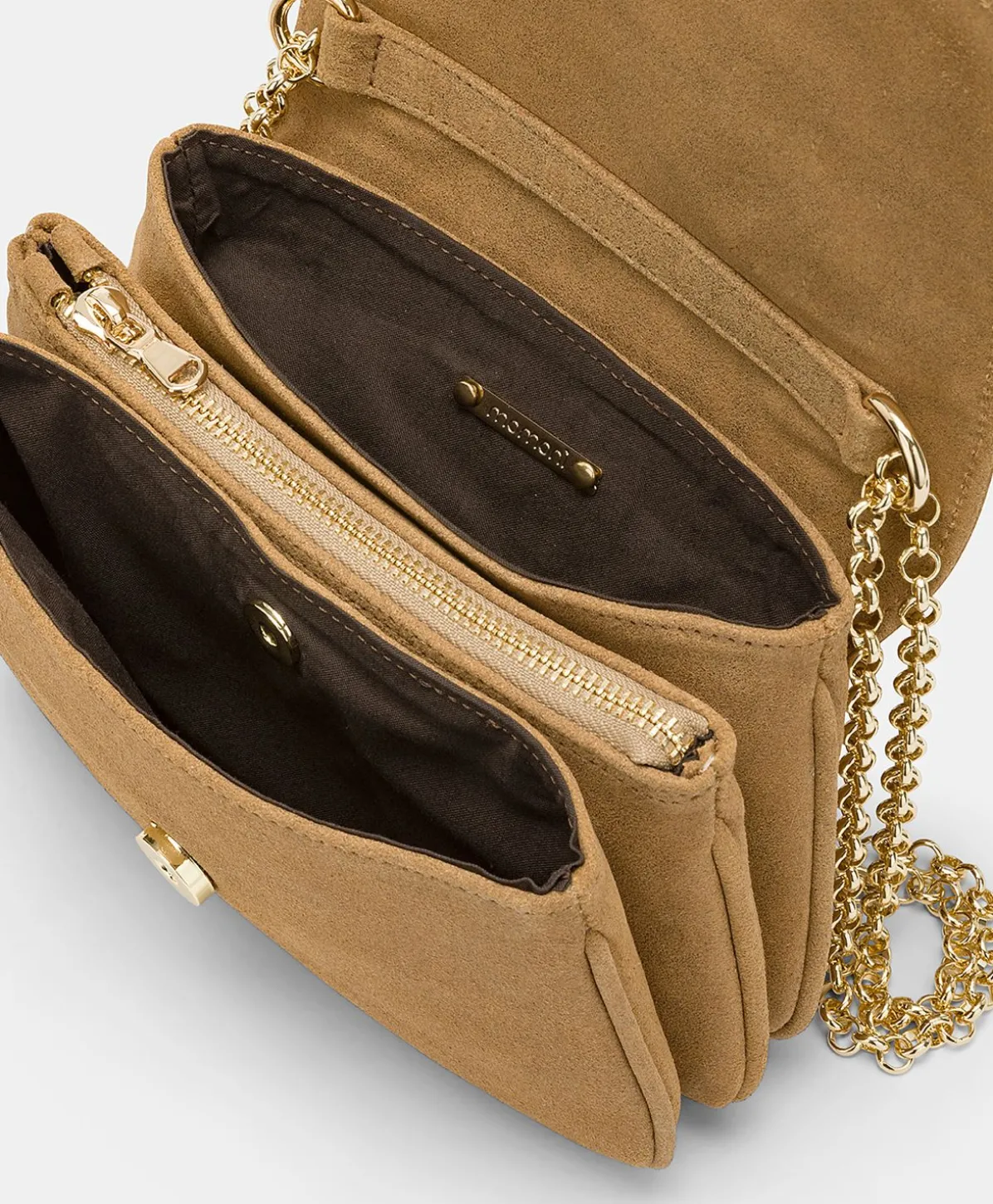 Sac Mimi Flore En Cuir Lame - Caramel
