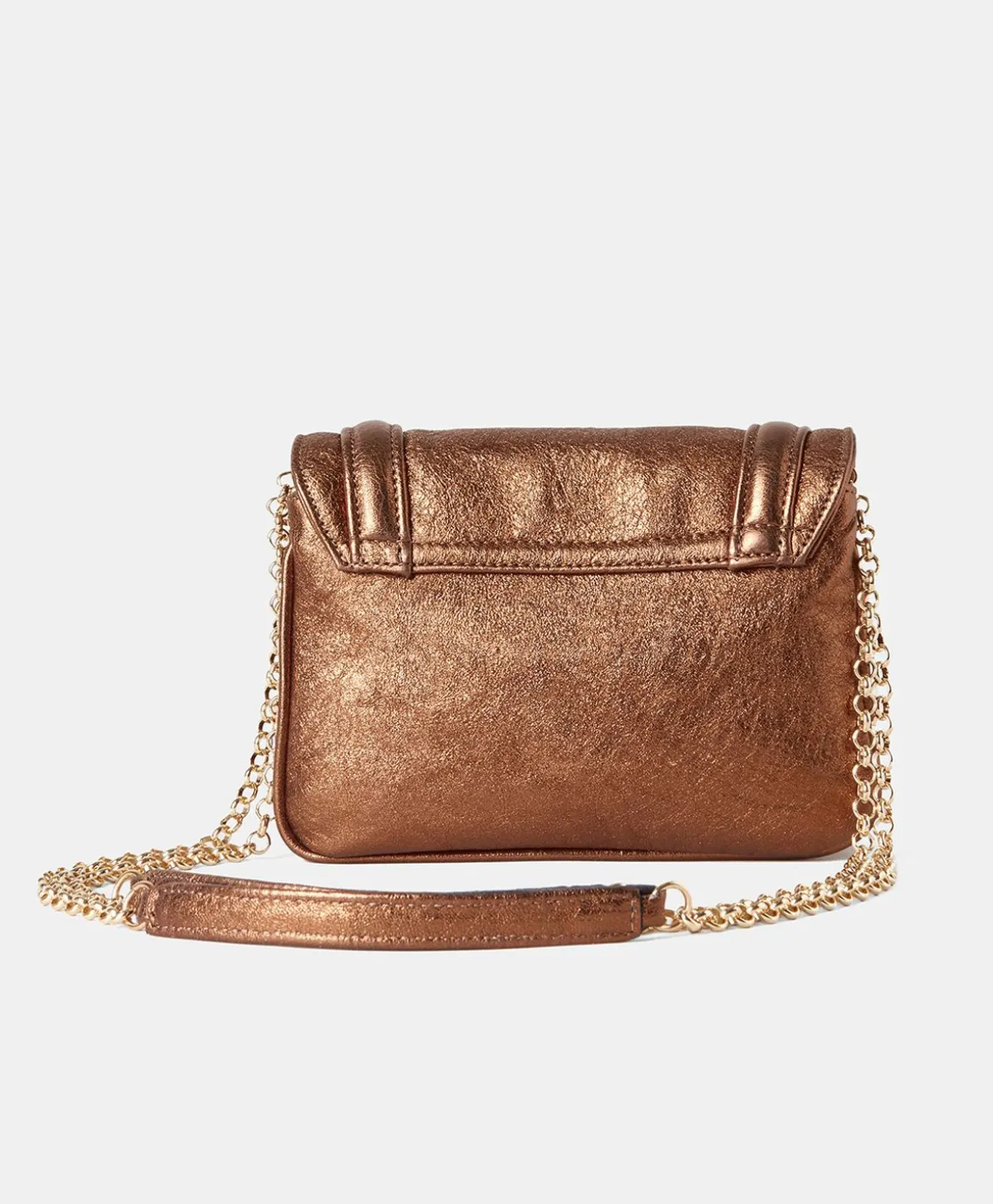 Sac Mimi Flore En Cuir Lame - Bronze