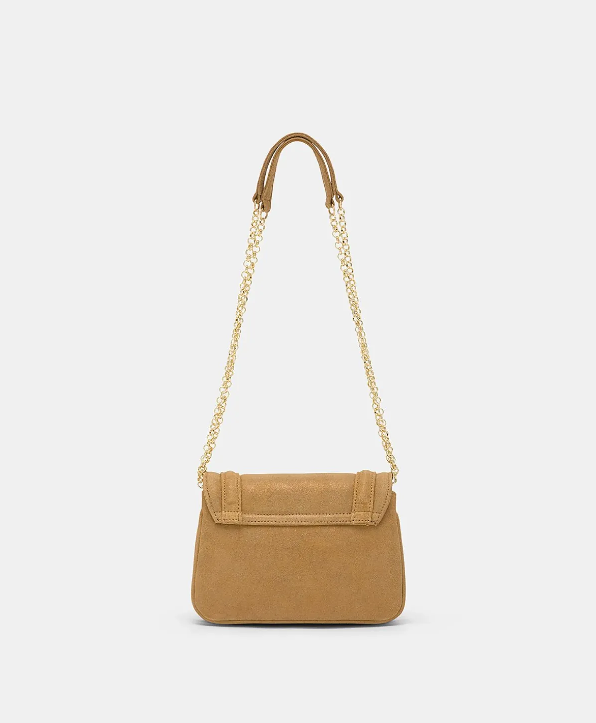 Sac Mimi Flore En Cuir Lame - Caramel