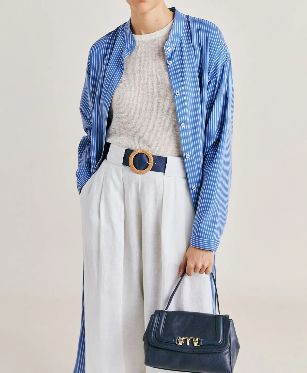 Sac Petit Flore En Cuir - Bleu
