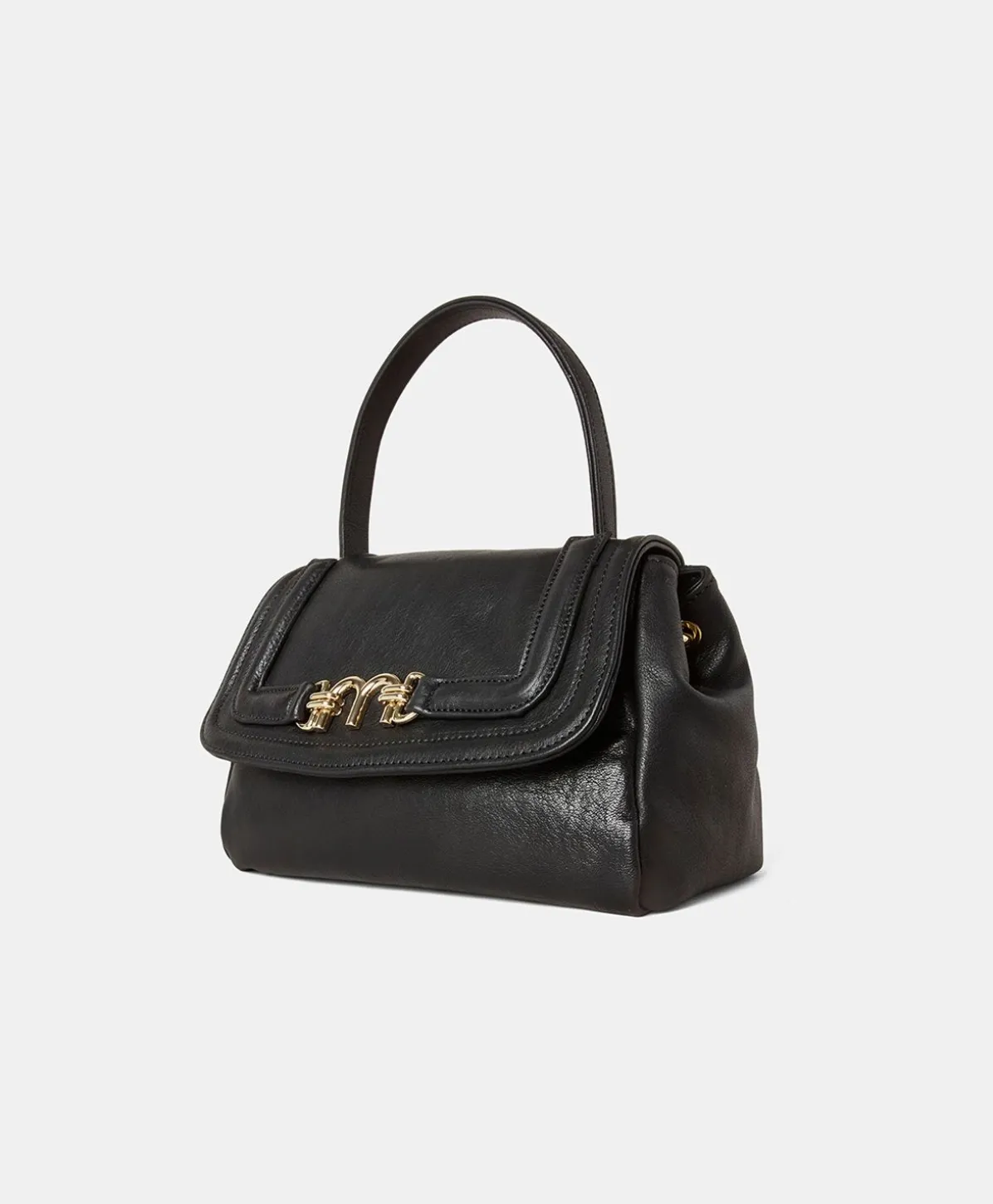 Sac Petit Flore En Cuir - Noir
