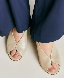 Sandales Clover En Cuir Lame - Or Clair
