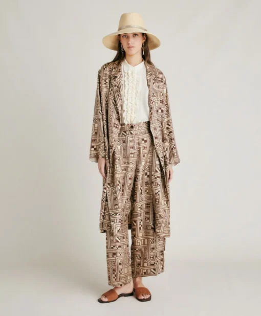 Trench-Coat En Serge De Soie Bados - Beige/Tabac