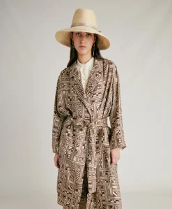 Trench-Coat En Serge De Soie Bados - Beige/Tabac