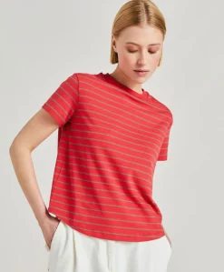 T-Shirt En Jersey Raye Lottie - Rouge/Tabac