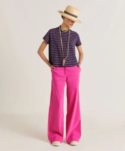 T-Shirt En Jersey Raye Lottie - Fuchsia/Bleu