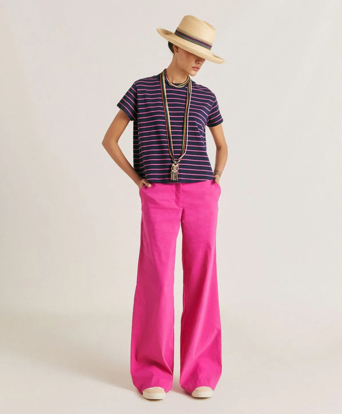 T-Shirt En Jersey Raye Lottie - Fuchsia/Bleu